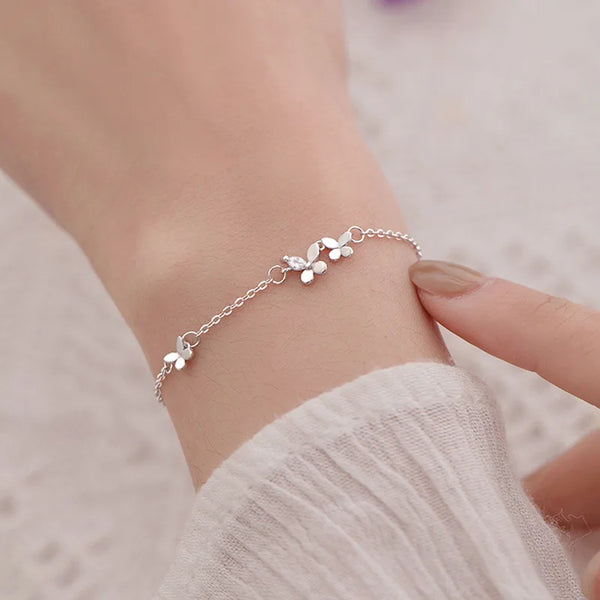 Diamond-Studded Butterfly Bracelet – 925 Sterling Silver