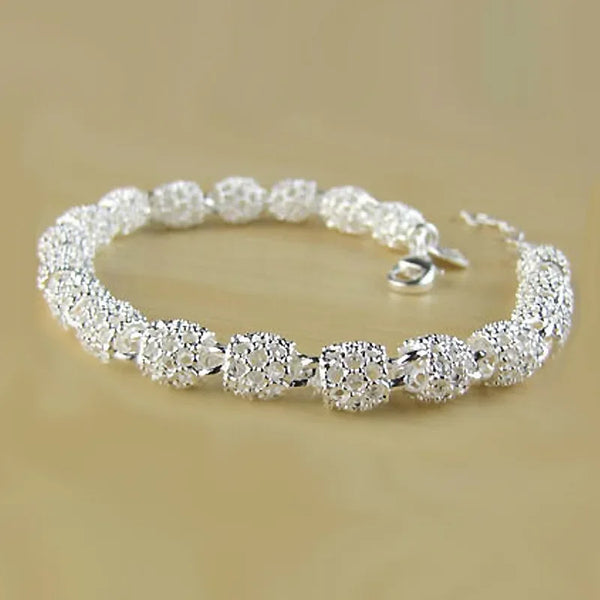 Flower Beads Charm Bracelet – 925 Sterling Silver