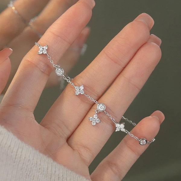 Clover Flower Moissanite Bracelet – GRA Certified D Color